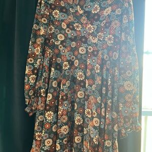 Umgee Vibrant Floral Dress with Long Sleeves